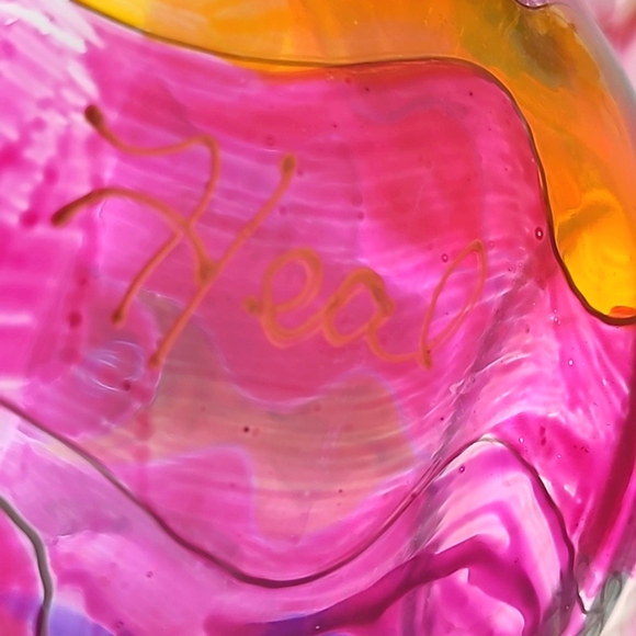 Arcoroc France 1998 hand-painted, signed pink magenta bowl - Picture 8 of 16